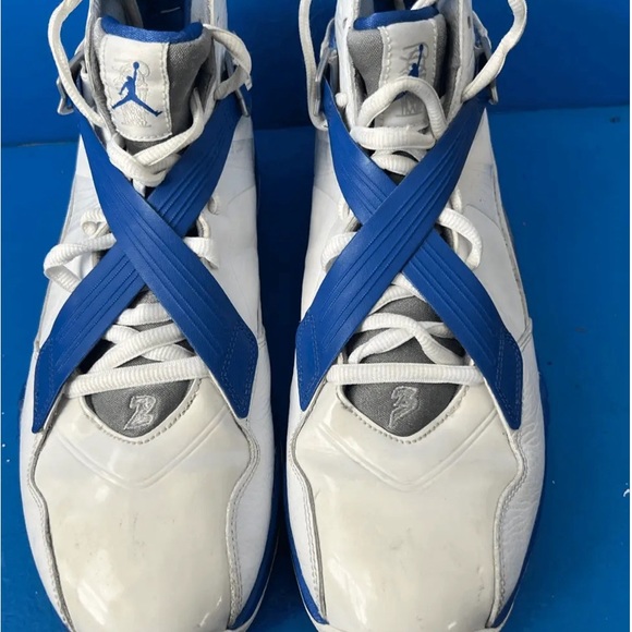 Nike Air Jordan 8.0 Size 12 White/Royal Blue/Silver 467807-102 - Picture 3 of 5